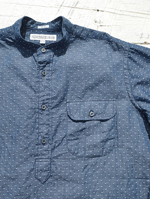 NAT-U-RAL別注 Classic Fit Popover Banb Collar Shirt (Navy Denim Dot )