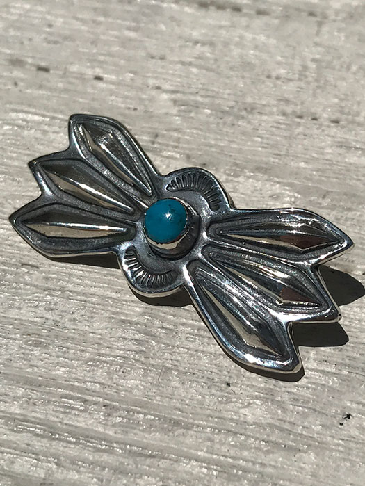 OT-P0128  BUTTERFLY PIN (S) (6 LOZENGES/TURQUOISE)