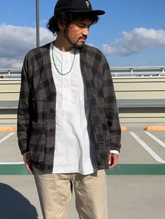 Digs Crew Cardie Jacket (Cotton Tweedy Check)